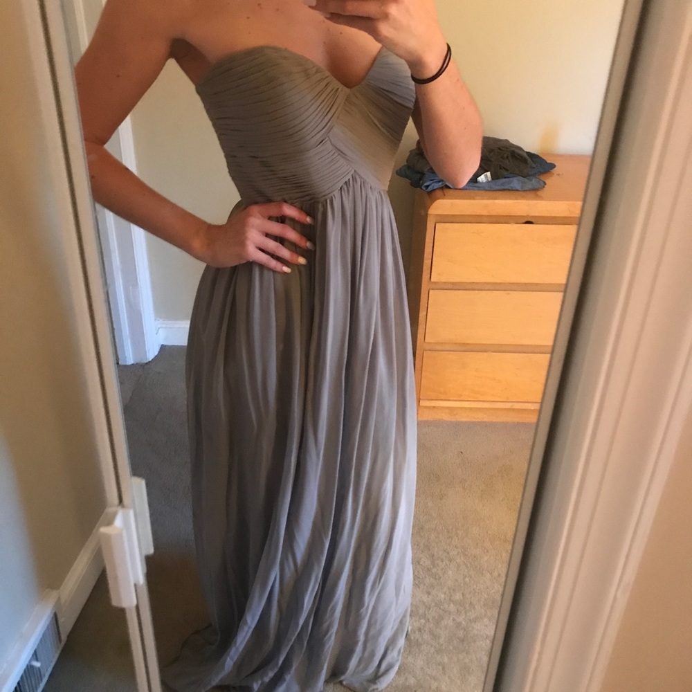 Donna Morgan gray bridesmaid dress